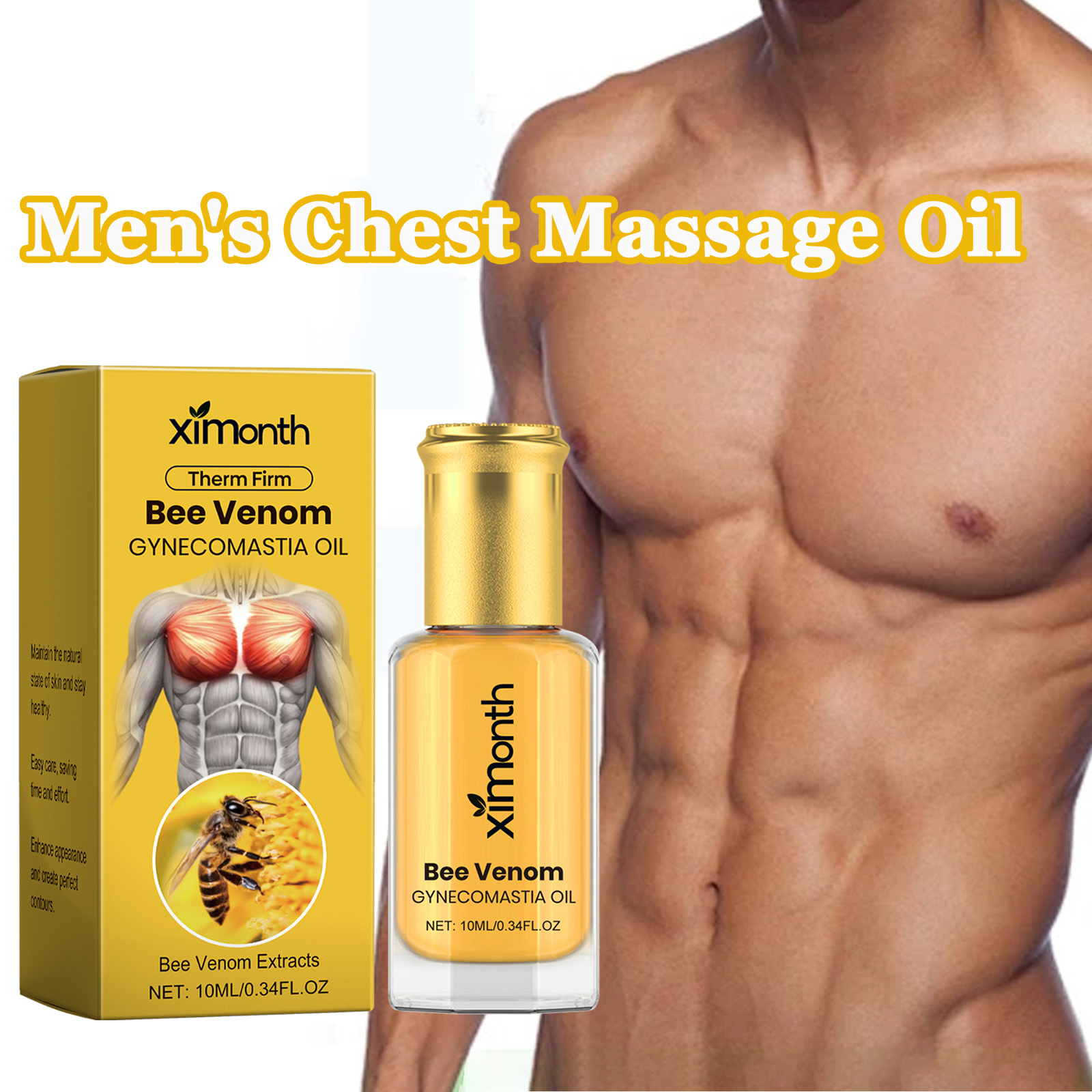 Body Oil - Bee Venom Brustmassageöl für Männer, straffende,
