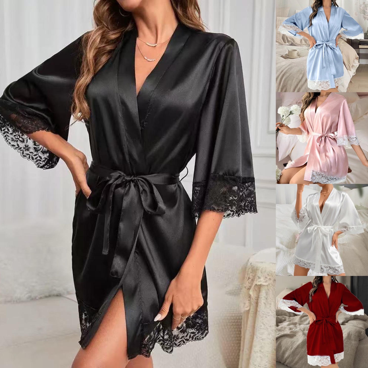 Bathrobe - Europäische und amerikanische Braut-Bademäntel, schnürbare, lässige
