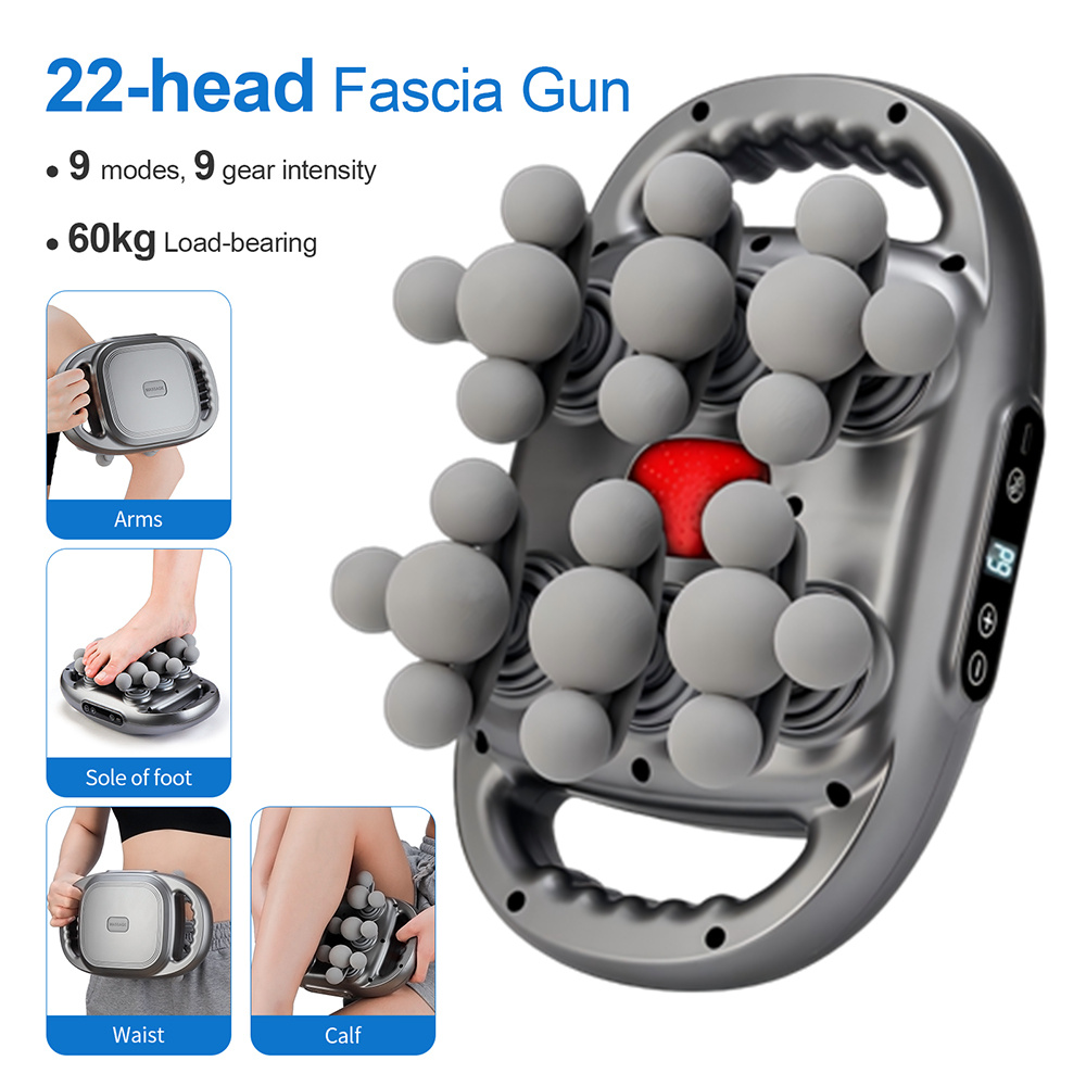 Massage Gun - 22-Kopf-Faszienpistole Hochfrequenz-Vibrations-Körpermassagepistole Rücken- und Taillenmassagegerät Nacken-