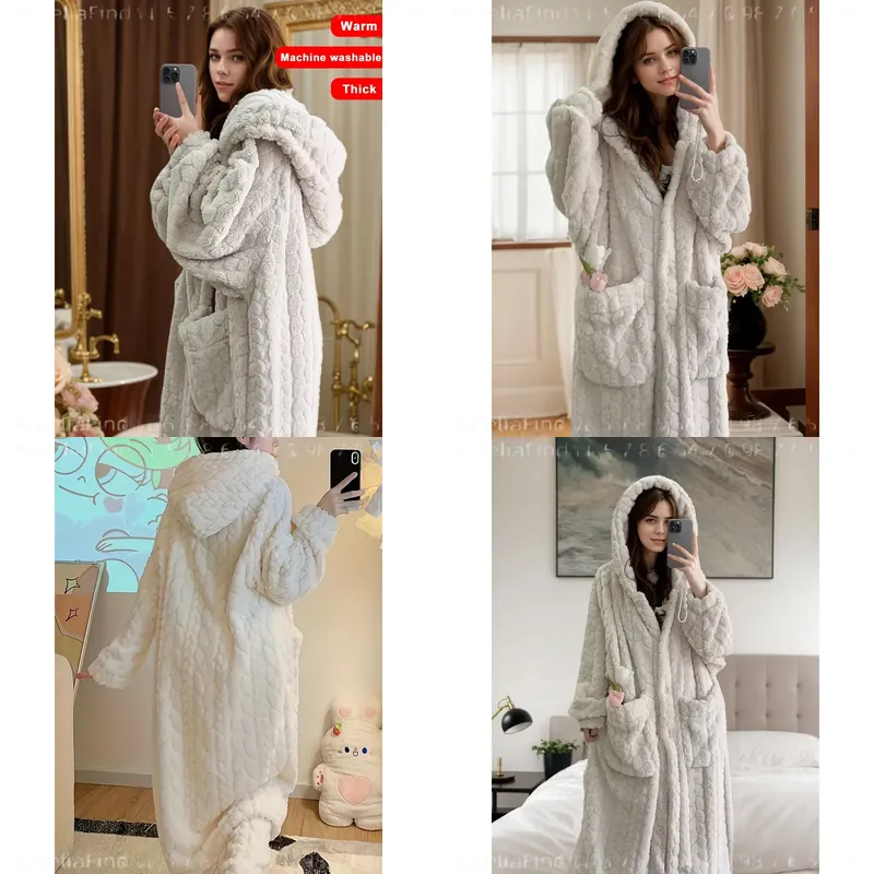 Bathrobe - Damen-Flanell-Bademantel für Herbst und Winter, aus